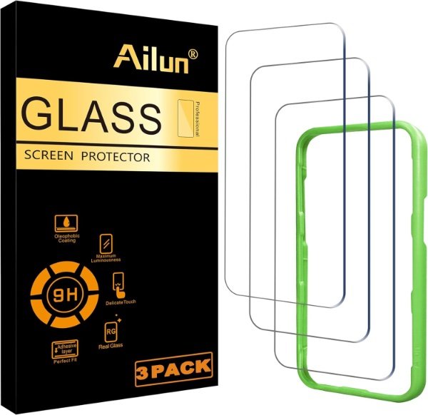 Ailun 3 Pack Screen Protector for iPhone 17 / iPhone 16 Pro [6.3 inch] with Installation Frame, Dynamic Island Compatible, Case Friendly product image