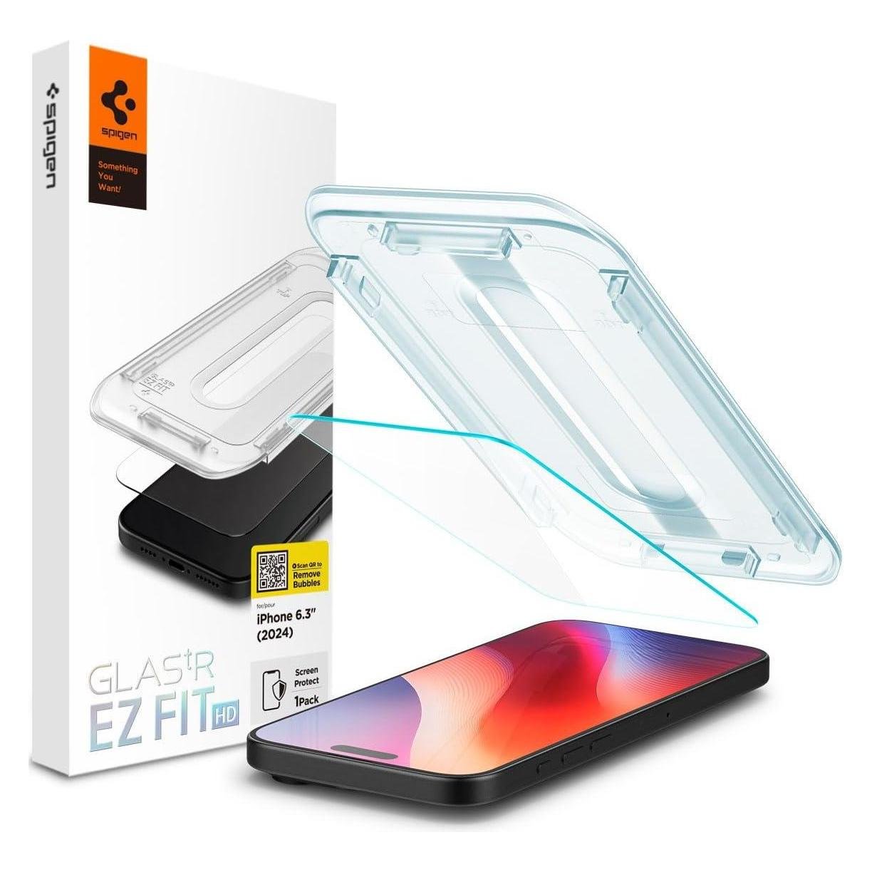 Spigen AluminaCore Tempered Glass Screen Protector [Glas.tR EZ Fit] designed for iPhone 17 Pro | iPhone 17 | iPhone 16 Pro [2 Pack] 9H+ Hardness, Aluminum-Enhanced Durability product image