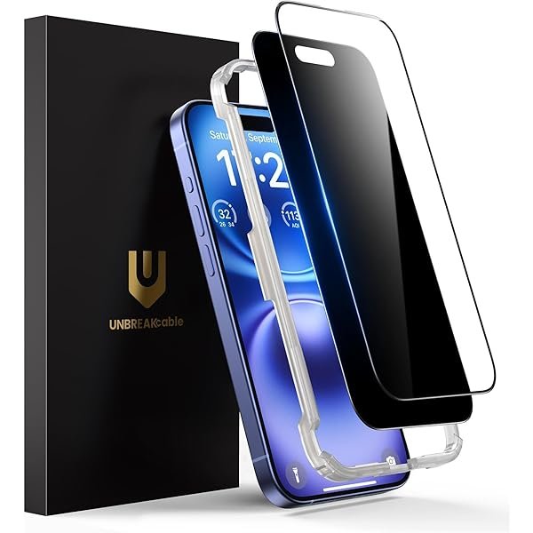 UNBREAKcable Privacy Screen Protector for iPhone 16 Pro (6.3 inch), 25 Degree Anti-Spy Tempered Glass, Easy Install Alignment Frame, Case-Friendly, 9H Hardness, Anti-Fingerprint, 3-Pack product image