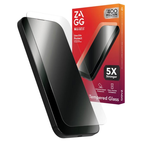 ZAGG Glass Elite Screen Protector for iPhone 16 Pro - 5X Stronger, Reinforced Edges, Ultra-Strong Tempered Glass, Scratch Resistant, Anti-Smudge, Easy Installation, InvisibleShield, Eco-Friendly product image