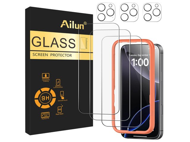 Ailun 3 Pack Screen Protector for iPhone 17 / iPhone 16 Pro [6.3 inch] with Installation Frame, Dynamic Island Compatible, Case Friendly product image