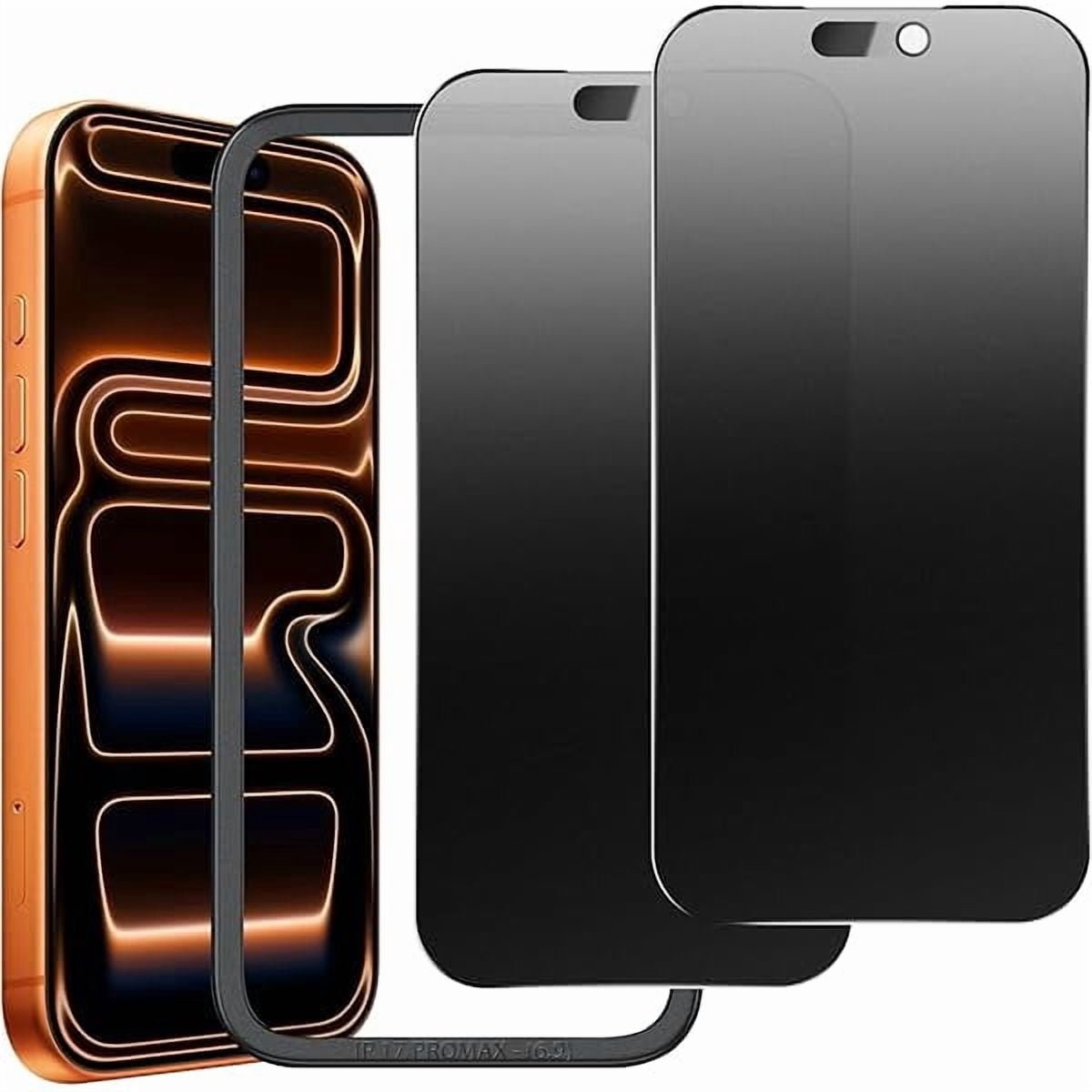 Popoluku 9H+ Uncrackable Tempered Glass for iPhone 17 Pro Max Privacy Screen Protector [25° Anti Spy & Longest Durable ] Shatterproof HD Clear, Easy Install, Bubble Free, 2 Pack product image