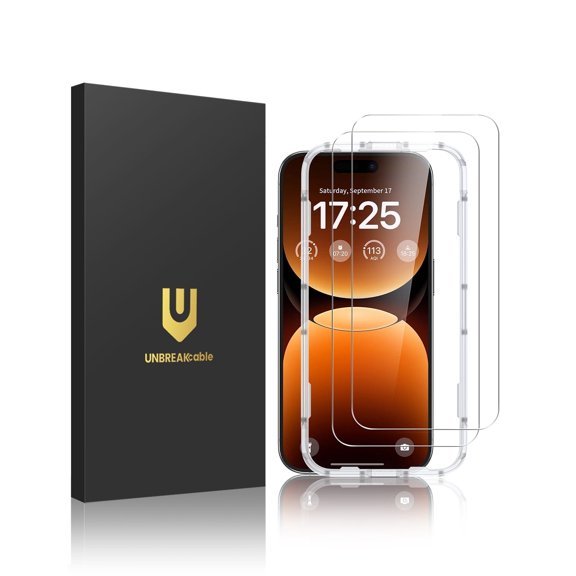 UNBREAKcable for iPhone 17 Pro Max Screen Protector, 3-Pack Full Coverage Tempered Glass [Military Grade Shatterproof] [9H Hardness] [Easy Installation] [Bubble Free] for iPhone 17 Pro Max 6.9" product image