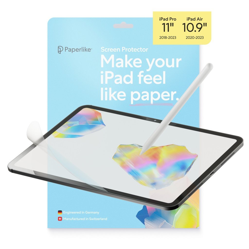 Paperlike 3 Screen Protector (2x) for iPad Pro 11” (2018-2023) & iPad Air 10.9" (5th Gen 2022 / 4th Gen 2020) – True Paper-Feel, Bubble-Free Install (Butterfly), Protects Pencil Tip product image