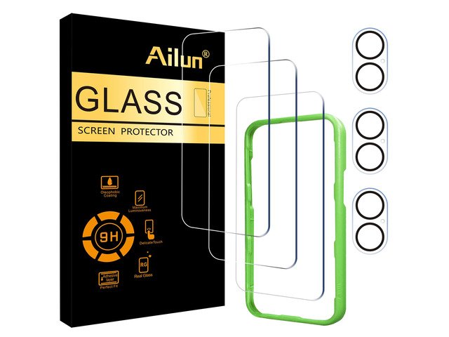 Ailun 3 Pack Screen Protector for iPhone 17 [6.3 inch] + 3 Pack Camera Lens Protector with Installation Frame,Dynamic Island Compatible,Case Friendly Tempered Glass[Not for iPhone 17 Pro/Pro Max/Air] product image