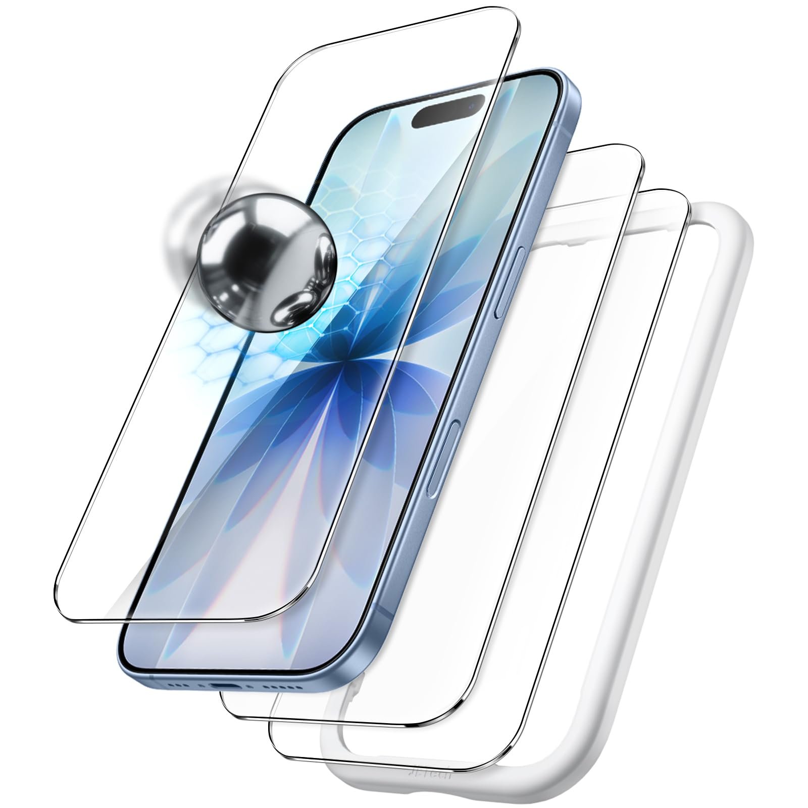 JETech Screen Protector for iPhone 17 6.3-Inch, Tempered Glass Film with Easy Installation Tool, 9H Hardness, Case-Friendly, 3-Pack product image
