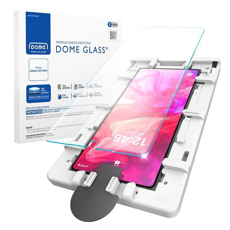 Whitestone DOME Glass [Perfect Full Coverage] Tempered Glass Screen Protector for Galaxy S25 Ultra with UV Lamp [2Pack] product image