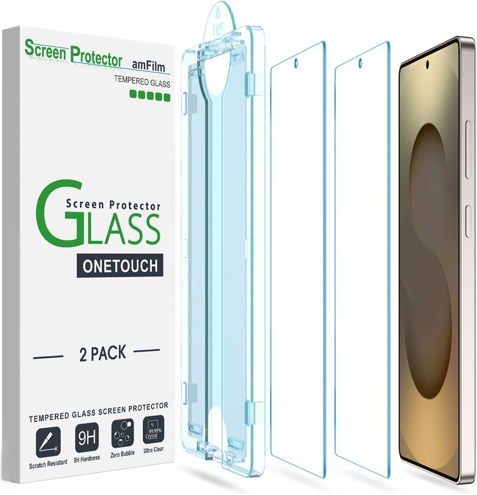 amFilm Auto-Alignment OneTouch for Samsung Galaxy S25 Ultra 6.9" Screen Protector + Camera Lens Protector, Tempered Glass, 30 seconds Installation, Bubble Free, Case Friendly, Anti-Scratch [2+2 Pack] product image