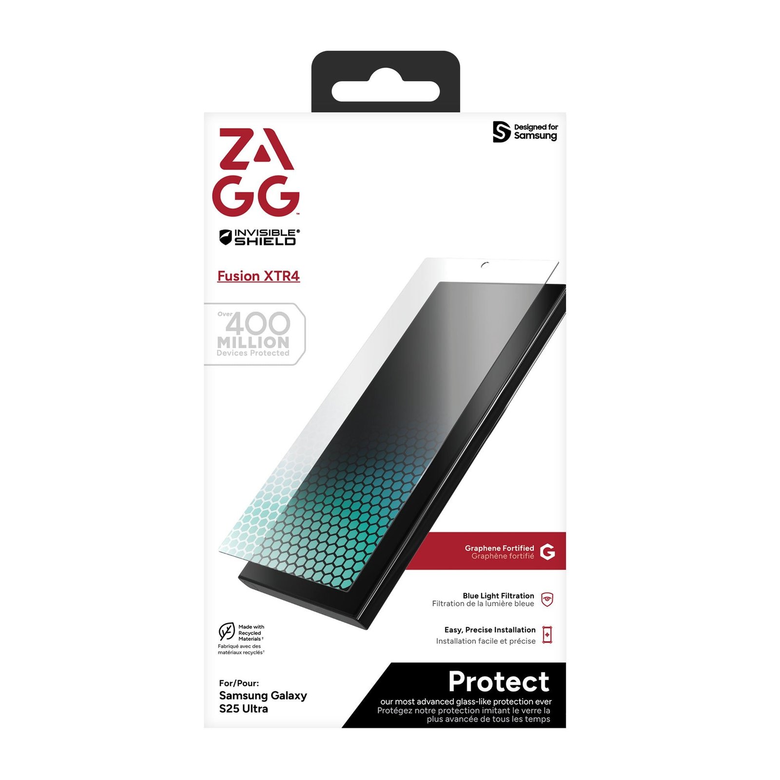 ZAGG Glass XTR4 Samsung Galaxy S25 Ultra Screen Protector - Tempered Glass, 11X Stronger with Graphene, Blue Light Filtering, Anti-Reflective Technology, InvisibleShield, Easy Dust-Free Installation product image