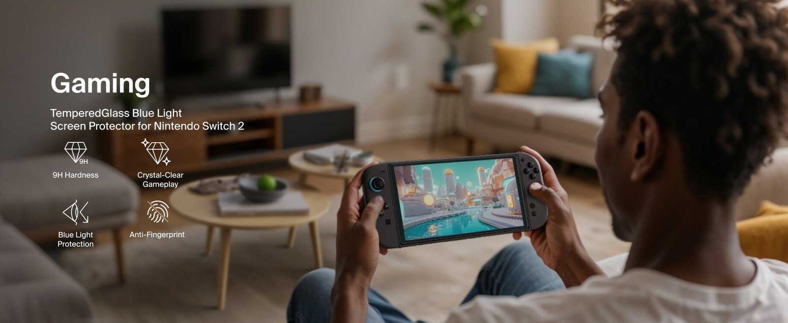 Belkin TemperedGlass Screen Protector for Nintendo Switch 2 w/Blue Light Filter - 9H Hardness, Scratch-Resistant, Easy Align Frame product image
