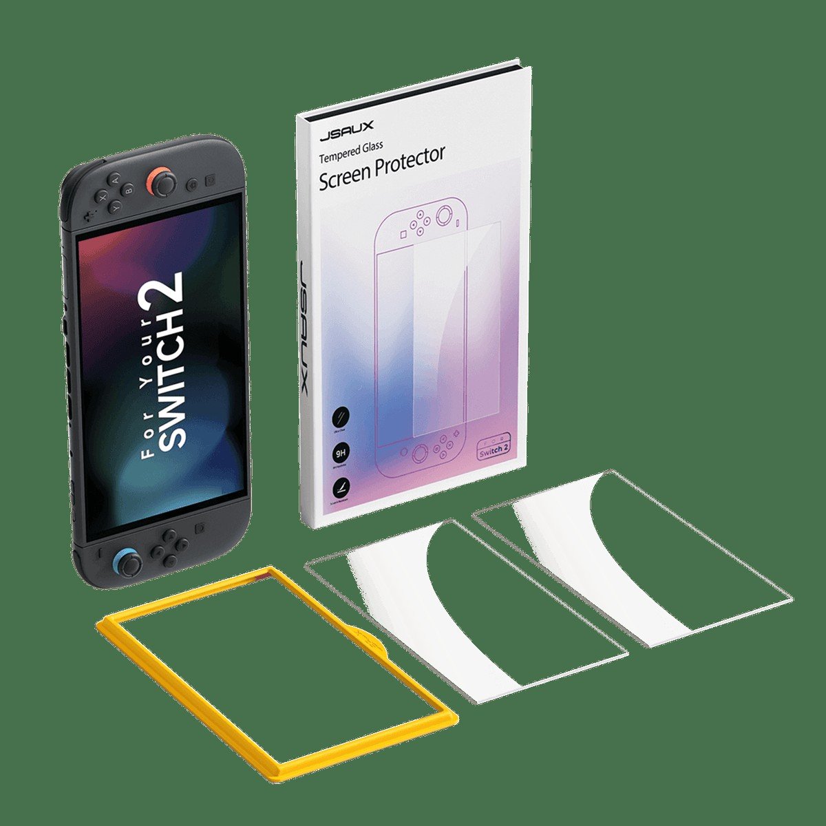 JSAUX 2-Pack Tempered Glass Screen Protector for Nintendo Switch 2, Place & Pull Guide Frame for Effortless Installation, Ultra Clear 9H+ Hardness, Anti-Fingerprint product image