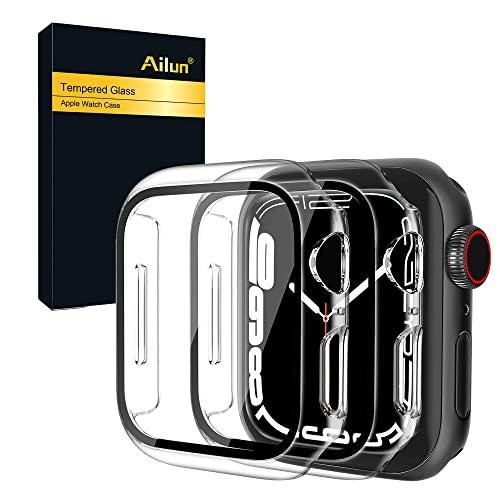 Ailun for Apple Watch Series 9/8/7 Screen Protector Case [45mm], Ultra-Thin Hard PC Case Built in Tempered Glass for iWatch, Shockproof Cover with Button [2 Pack][Clear] product image