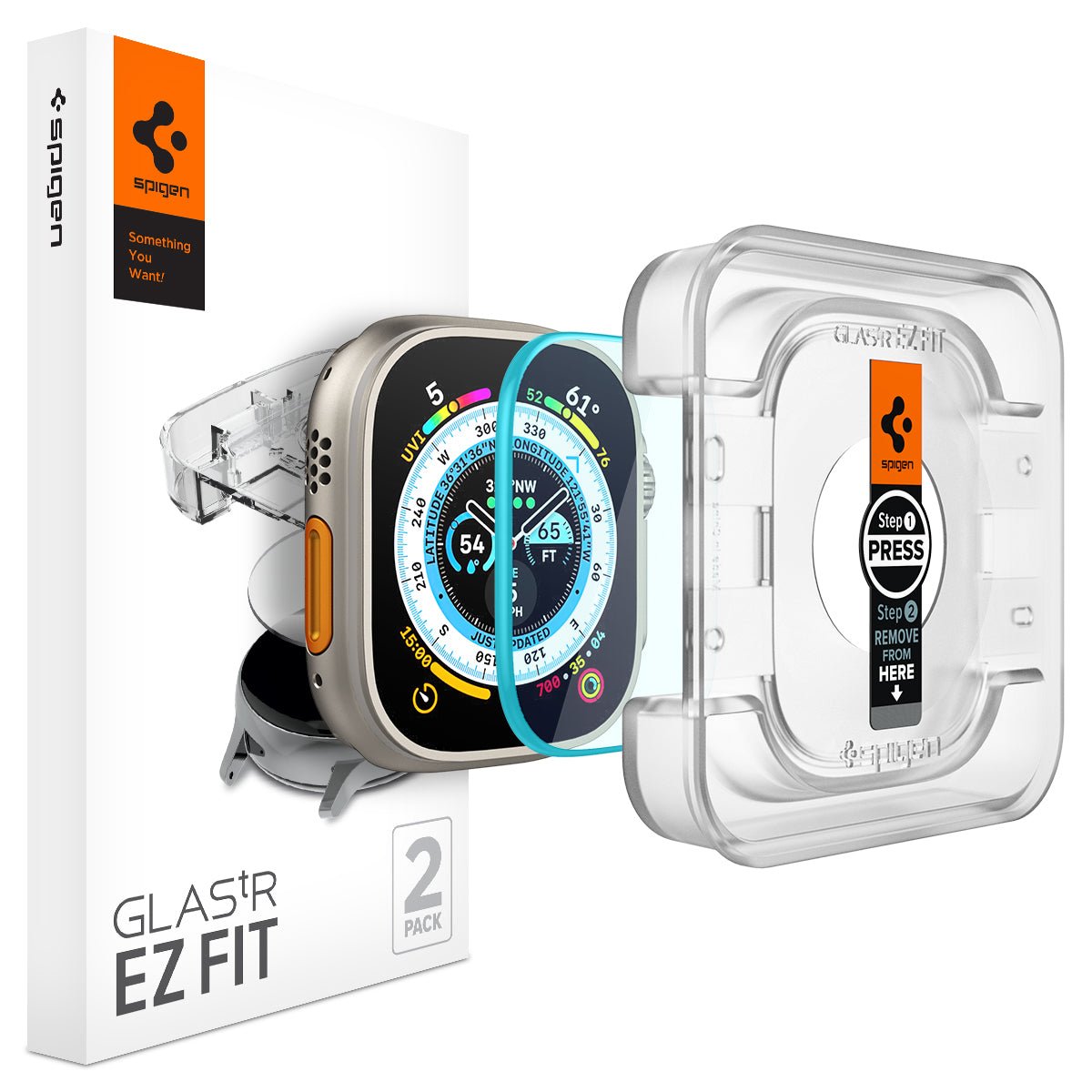 Spigen Tempered Glass Screen Protector [Glas.tR EZ Fit] designed for Apple Watch Ultra 3 / Ultra 2 / Ultra (49mm) - 2 Pack product image