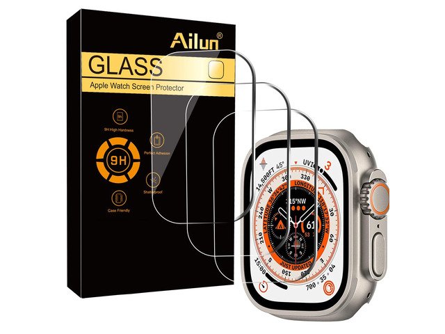 Ailun for Apple Watch Ultra 3/Ultra 2/Ultra Screen Protector [49mm], Tempered Glass Film, Anti-Scratch, High Definition, Touch Sensitive[3 Pack][Clear] product image