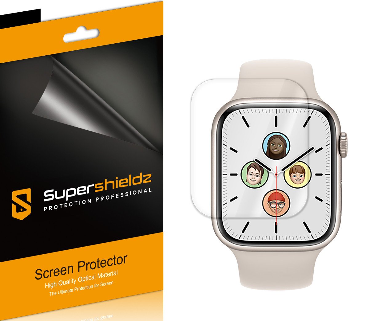 Supershieldz (3 Pack) Designed for Apple Watch 45mm Series 9/8/7 Screen Protector, High Definition Clear Shield (TPU) product image