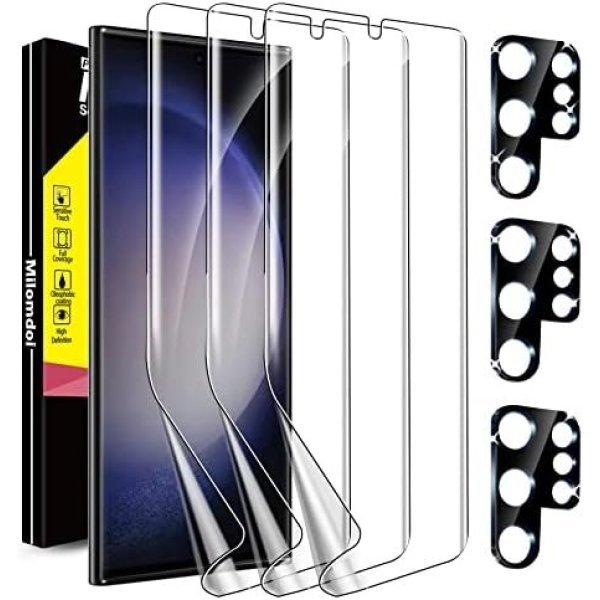 Milomdoi [3+3 Pack] Screen Protector for Samsung Galaxy S23 Ultra, Flexible TPU Film product image