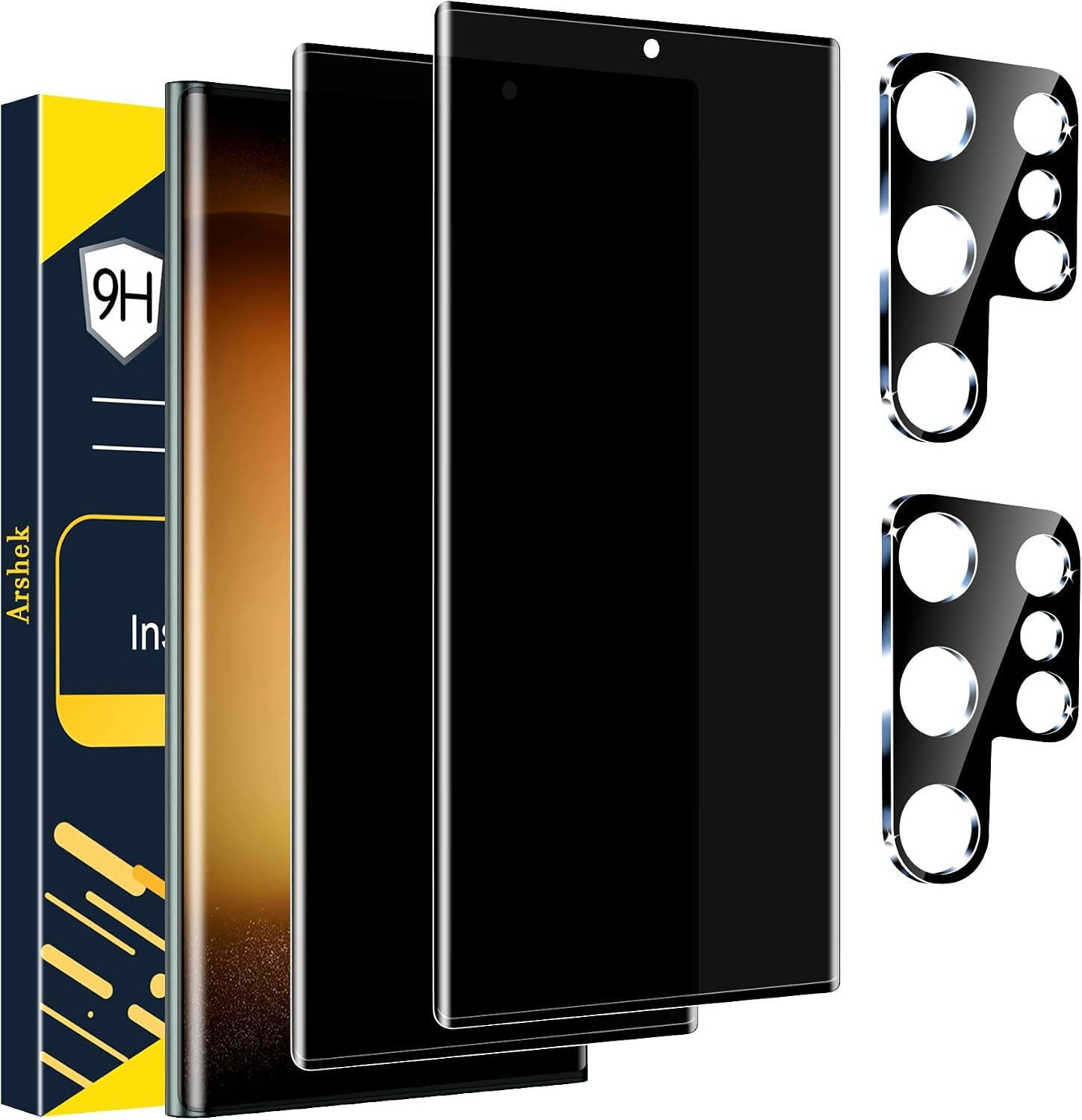 Arshek [2+2 Pack] Privacy Screen Protector for Samsung Galaxy S23 Ultra, Anti-Spy Tempered Glass product image