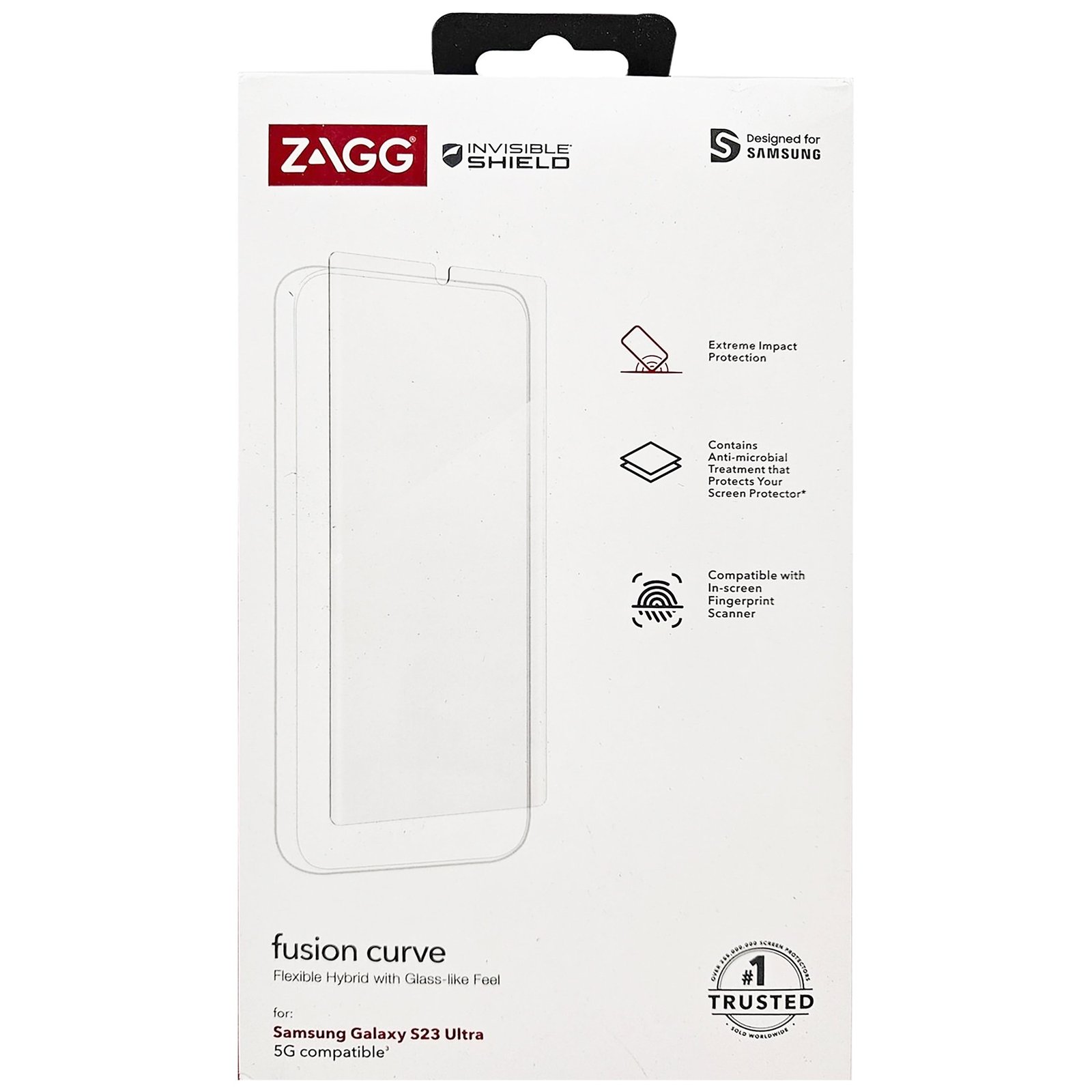 ZAGG Fusion Screen Protector for Samsung Galaxy S23 Ultra, Curved Edge Fit, EZ Apply Tray product image