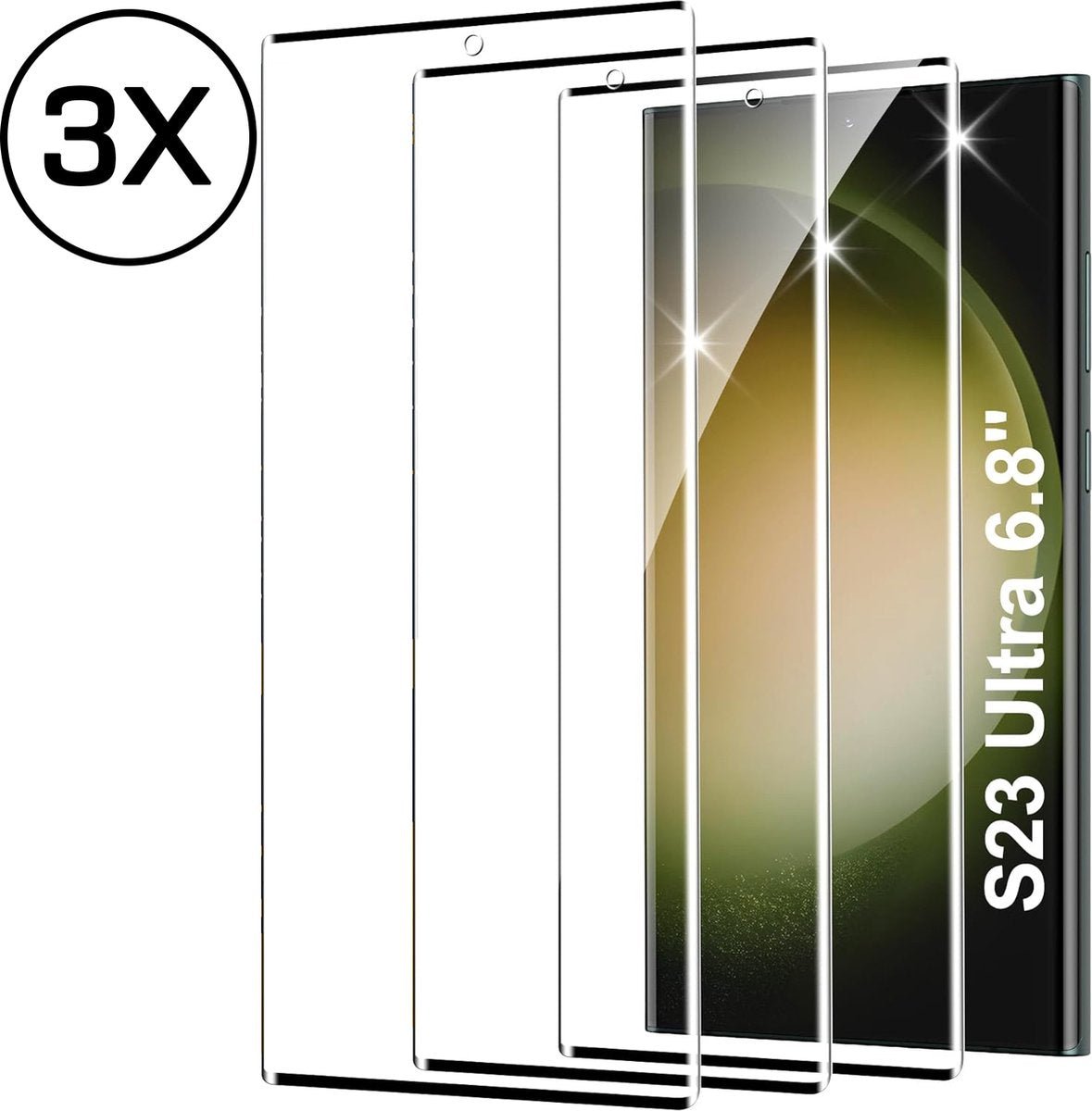 amFilm [3 Pack] 3D Curved Tempered Glass Screen Protector for Samsung Galaxy S23 Ultra product image