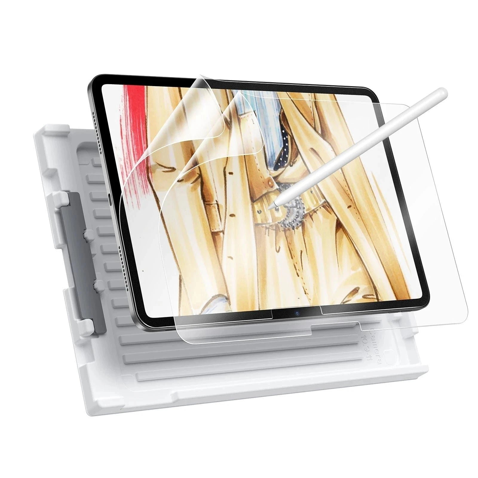 ESR 2 Pack Paper-Feel Screen Protectors for iPad Air 11 Inch M3/M2 (7th/6th Generation, 2025/2024), Write and Draw Like on Paper, 9H Tempered Glass, Matte Writing Film with Alignment Frame, Anti-Glare product image