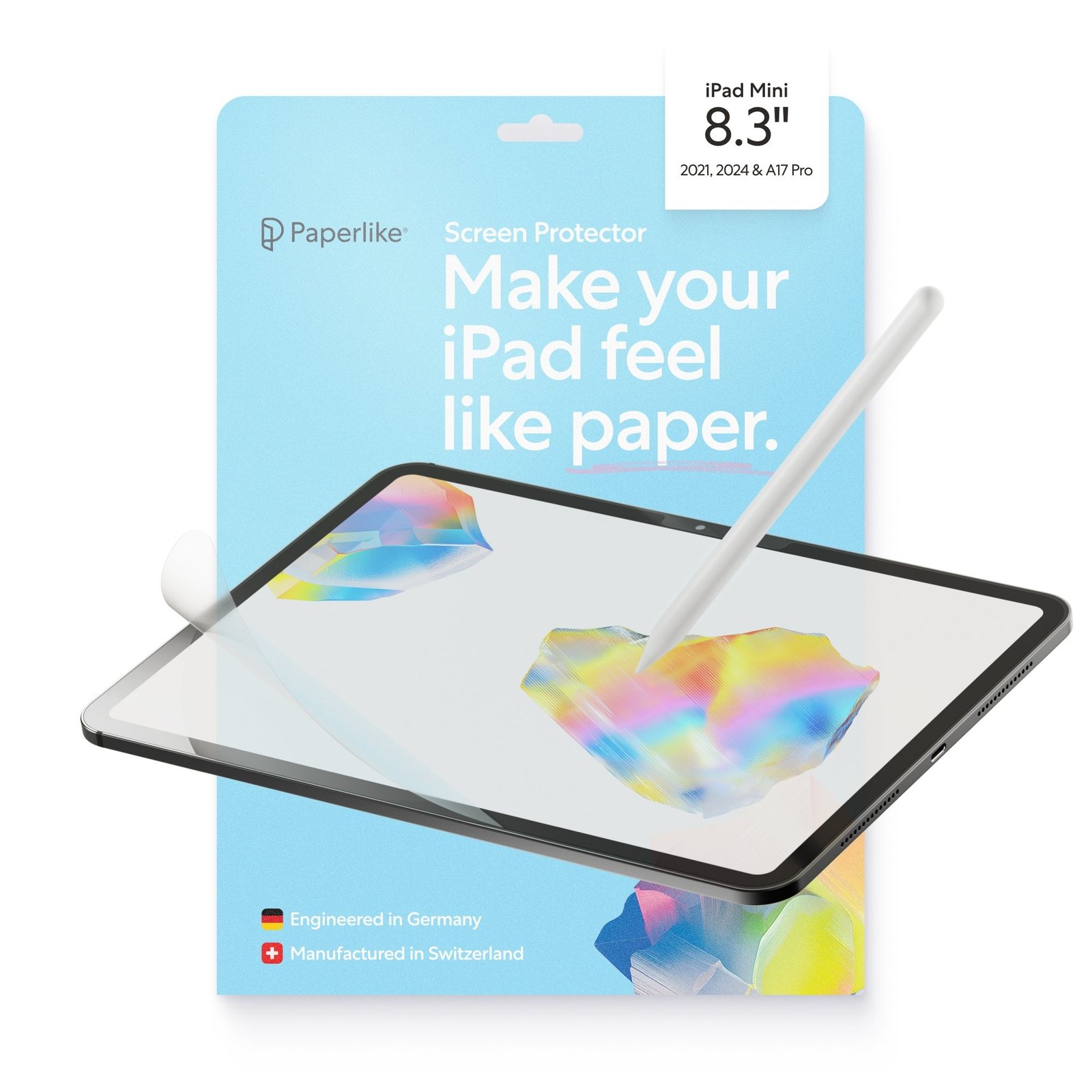 Paperlike 3 Screen Protector (2x) for iPad Mini 8.3" (A17 Pro 2024 / 6th Generation 2021) - True Paper-Feel, Bubble-Free Install (Butterfly), Protects Pencil Tip product image