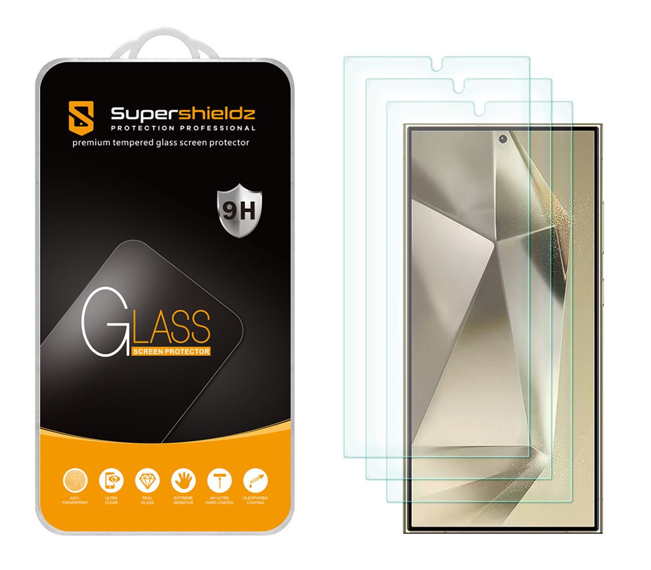 Supershieldz (3 Pack) Designed for Samsung (Galaxy S24 Ultra) Tempered Glass Screen Protector, Anti Scratch, Bubble Free product image