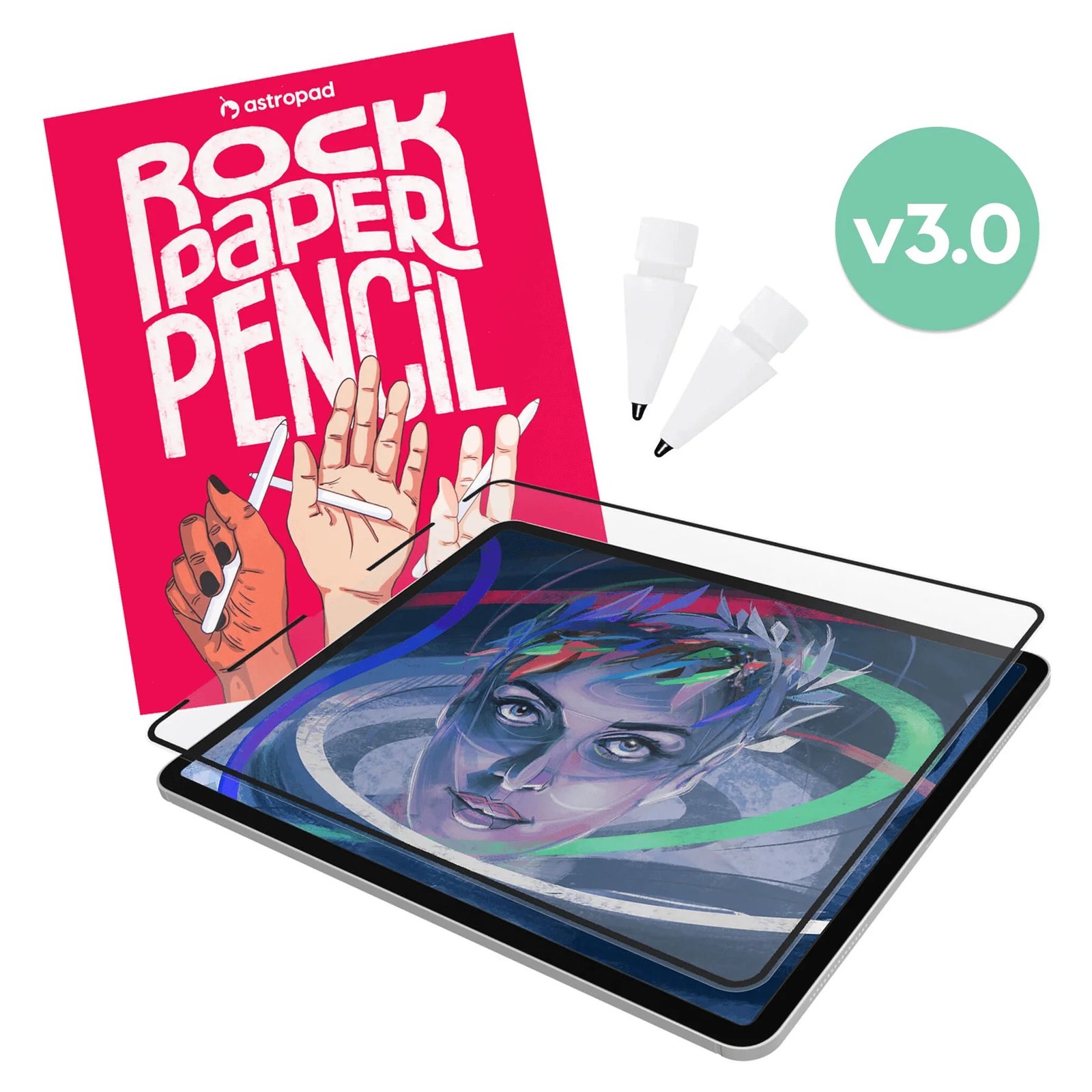 Astropad Rock Paper Pencil v3.0 - Paper Screen Protector for iPad mini 6th Gen and 7th Gen (A17 Pro) + 2 Ballpoint Apple Pencil Tips product image