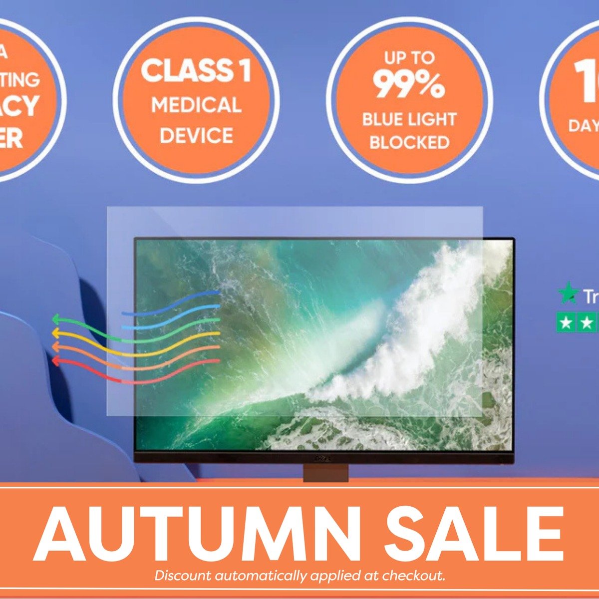 Ocushield 24" (16:9) Premium Anti Blue Light Screen Protector for Computer Monitors - Non-Privacy product image