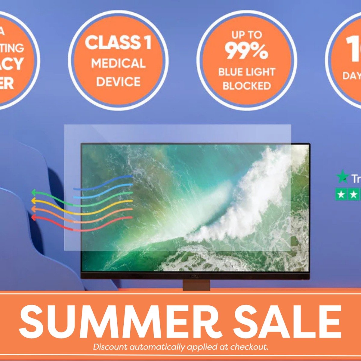 Ocushield 27" (16:9) Anti Blue Light Screen Protector with Privacy Filter for Computer Monitors product image