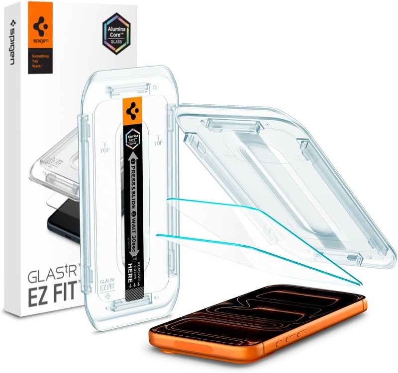 Spigen AluminaCore GlasTR EZ Fit Tempered Glass Screen Protector for iPhone 17 Pro, 2-Pack product image
