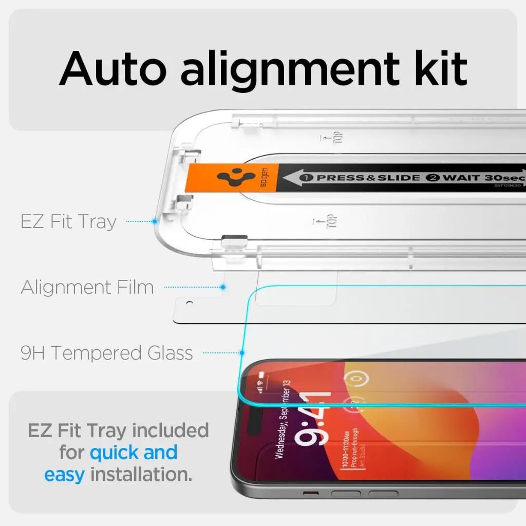 Spigen GlasTR EZ Fit Tempered Glass Screen Protector for iPhone 15 Pro 6.1-inch, 2-Pack product image