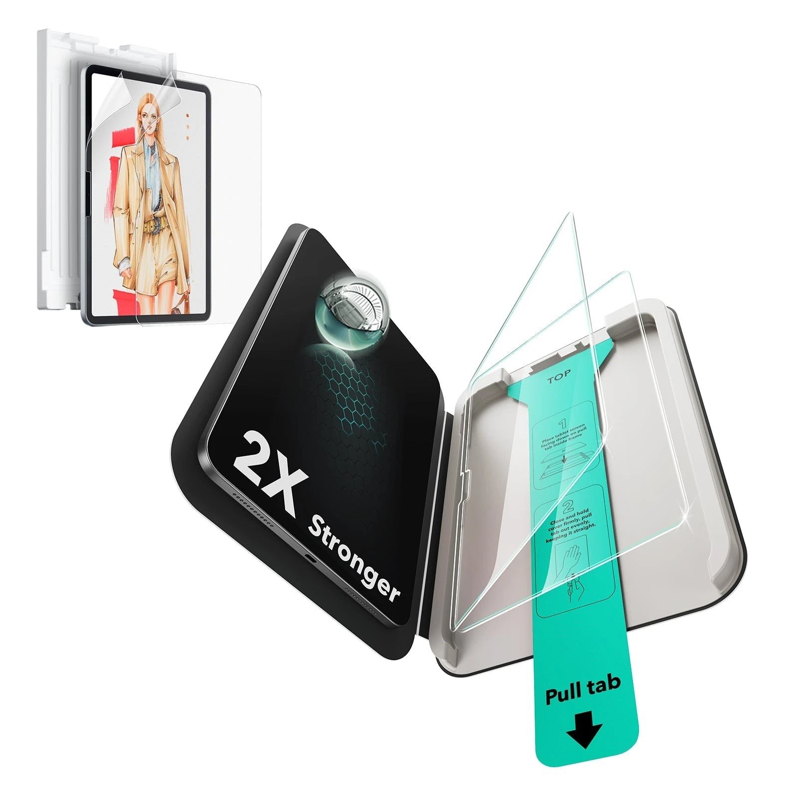 ESR 2 Pack Paper-Feel Screen Protectors for iPad Air 11 Inch M3/M2, 9H Tempered Glass, Matte Writing Film with Alignment Frame product image