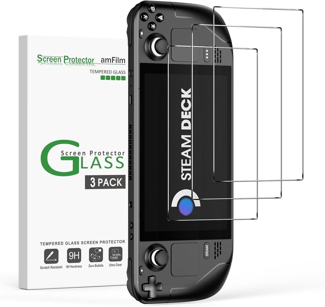 amFilm Tempered Glass Screen Protector for Steam Deck / Steam Deck OLED 7-Inch, 3-Pack product image