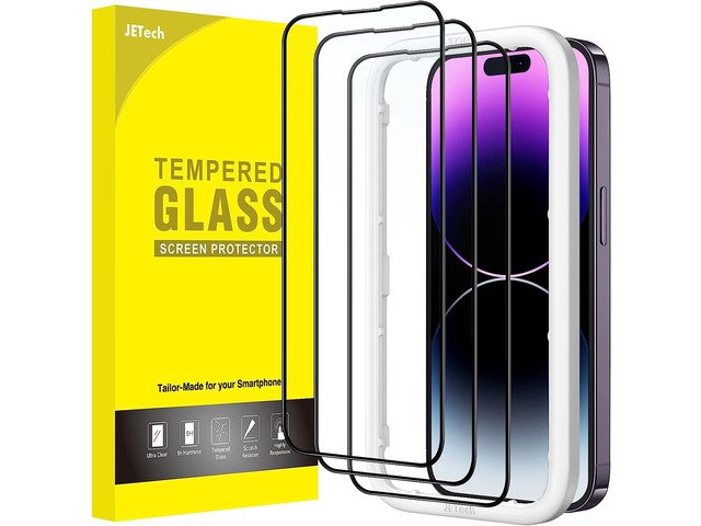 JETech Full Coverage Tempered Glass Screen Protector for iPhone 14 Pro, 3-Pack product image