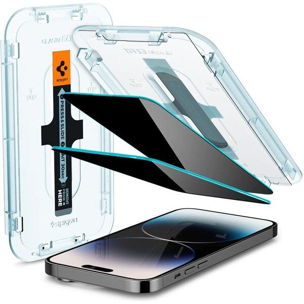 Spigen GlasTR EZ Fit Privacy Tempered Glass Screen Protector for iPhone 14 Pro, 2-Pack product image