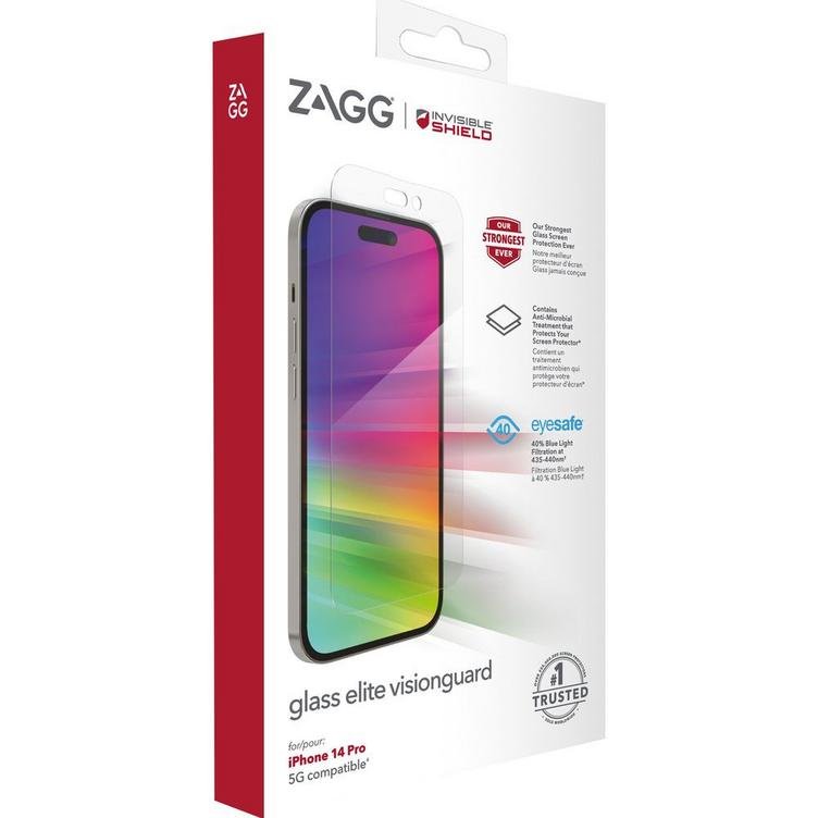 ZAGG Glass Elite VisionGuard Tempered Glass Screen Protector for iPhone 14 Pro product image
