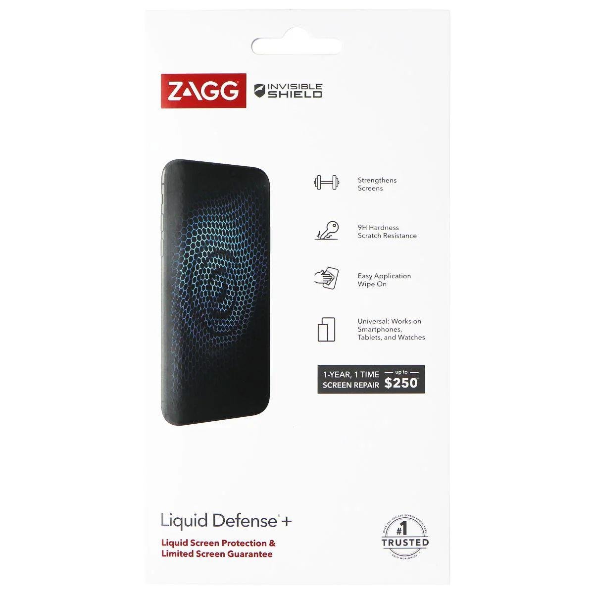 ZAGG InvisibleShield Liquid Defense+ Screen Protector with $250 Screen Repair Guarantee - Nano Technology Hardened Protection for iPhone & Samsung Smartphones, Tablets, and Watches, Easy Application product image