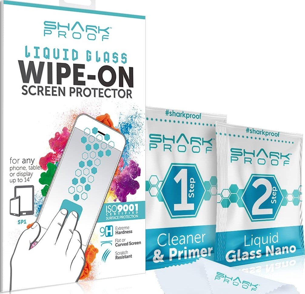 Shark Proof Liquid Glass Screen Protector for All Mobile Phones and Tablets | Bubble Free, Scratch Resistant, Invisible Wipe-On Screen Protector | Protects Screen & Cameras product image