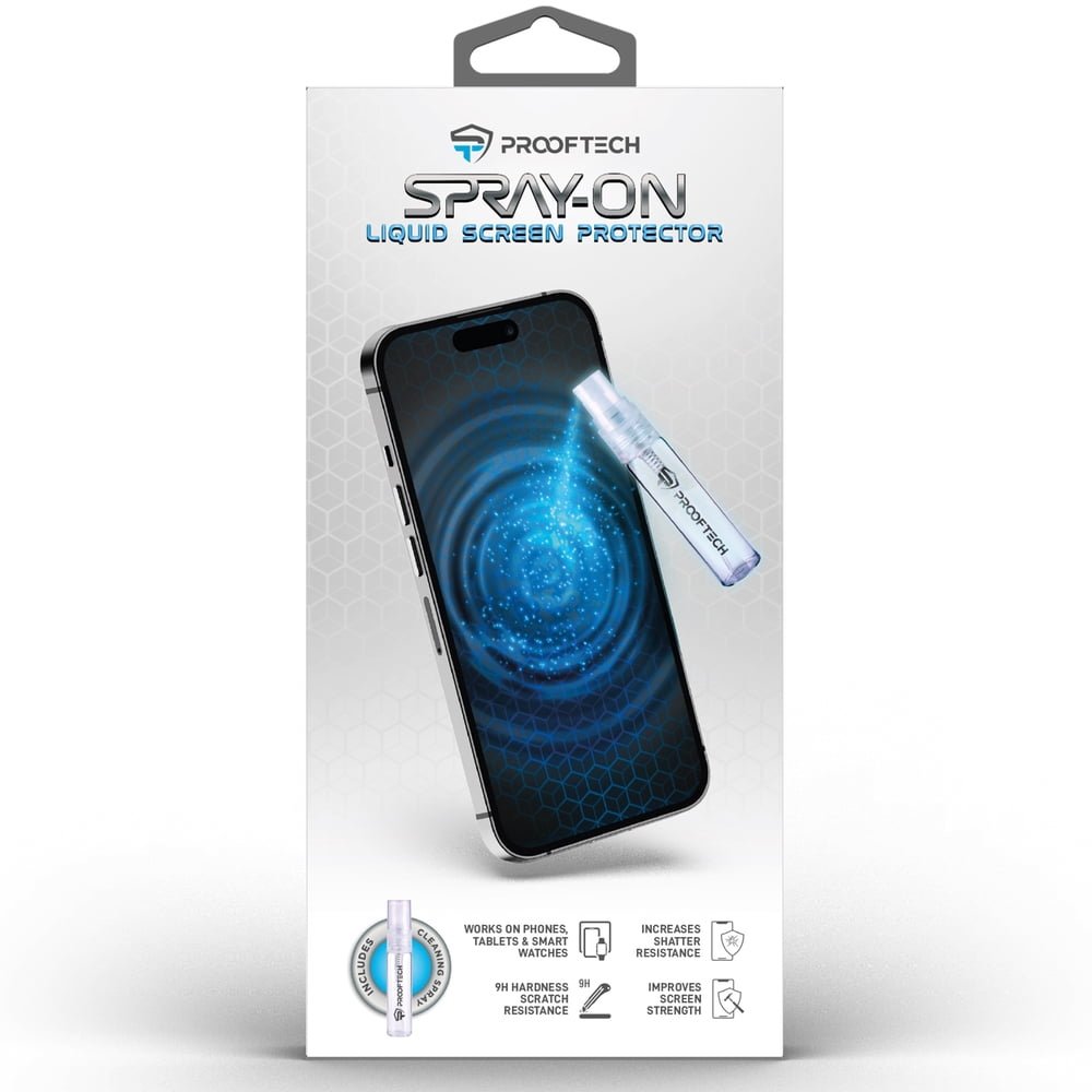ProofTech SPRAY ON Liquid Glass Screen Protector for up to 10 Devices - Wipe On Scratch and Crack Resistant Nano Protection for All Phones Tablets Smart Watches Universal product image