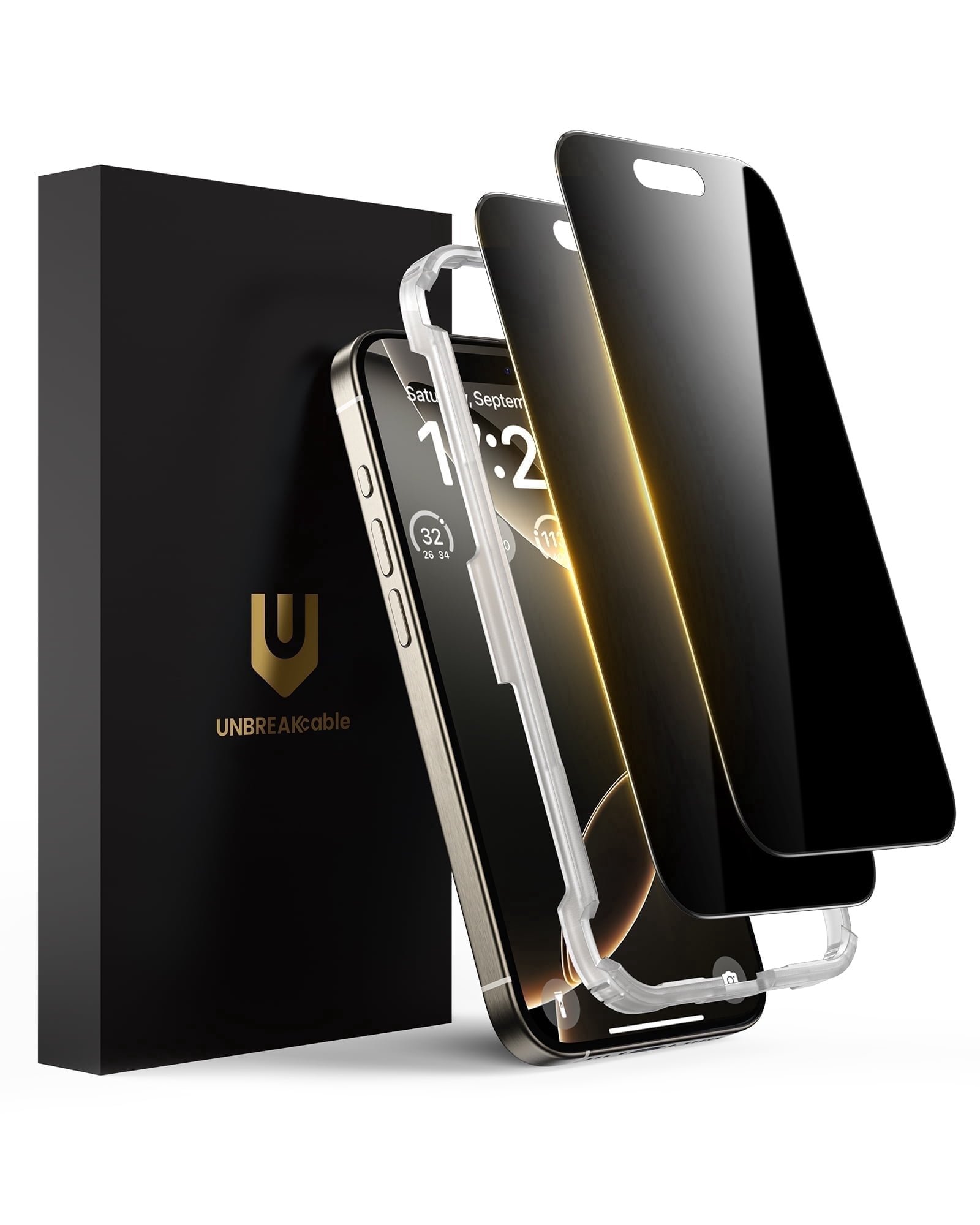 UNBREAKcable for iPhone 16 Pro Max Privacy Screen Protector, Tempered Glass 6.9", DustProof OneStep Installation, 25° Anti-Spy, 9H Military-Grade Shatterproof, Bubble-Free, Case-Friendly, 2 Pack product image