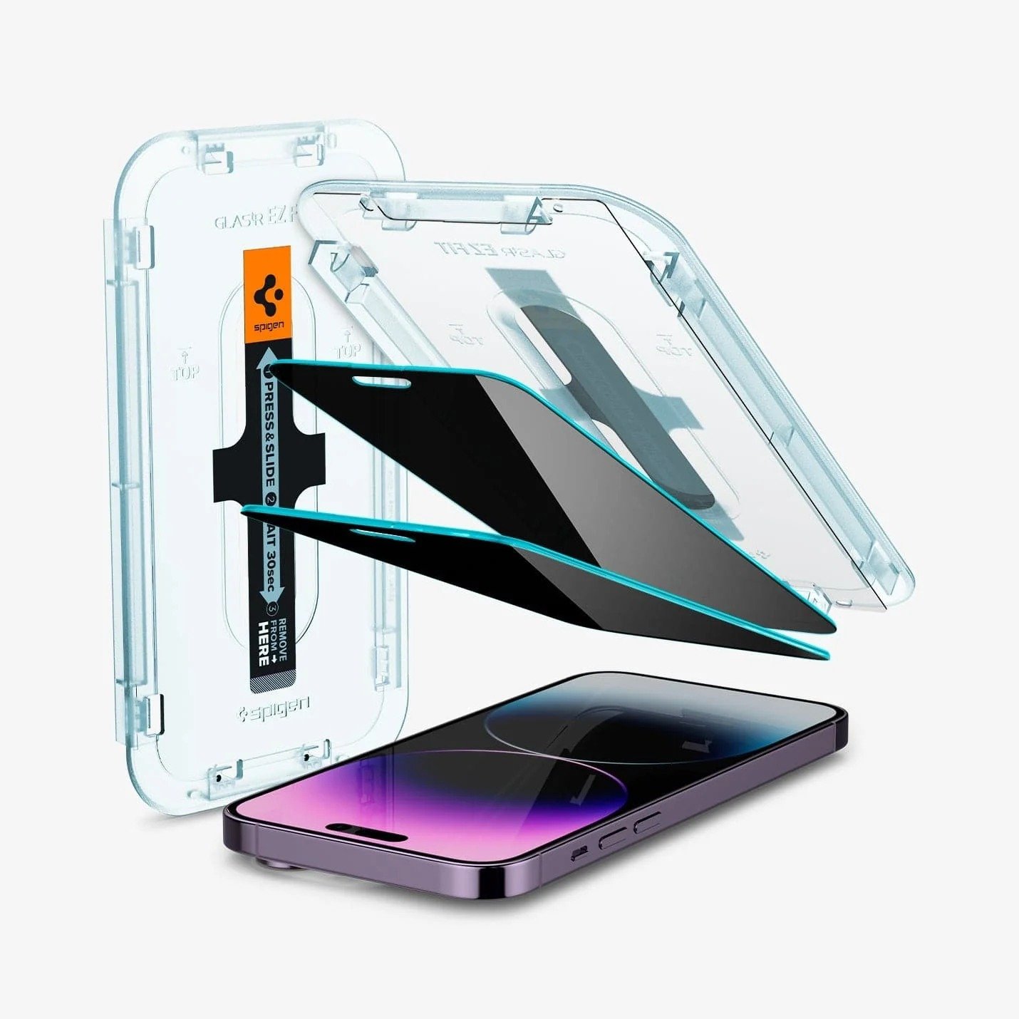 Spigen GlasTR EZ Fit Privacy Screen Protector for iPhone 14 Pro Max [6.7 inch], Anti-Spy Tempered Glass with Auto-Align Installation Kit, 9H Hardness, Case Friendly - 2 Pack product image