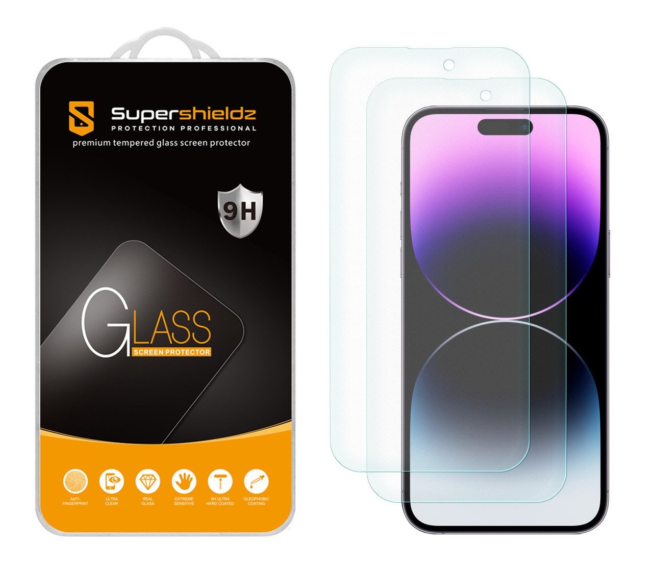 Supershieldz (2 Pack) Anti Glare (Matte) Tempered Glass Screen Protector Designed for iPhone 14 Pro Max (6.7 inch), Anti Fingerprint, Anti Scratch, Bubble Free product image