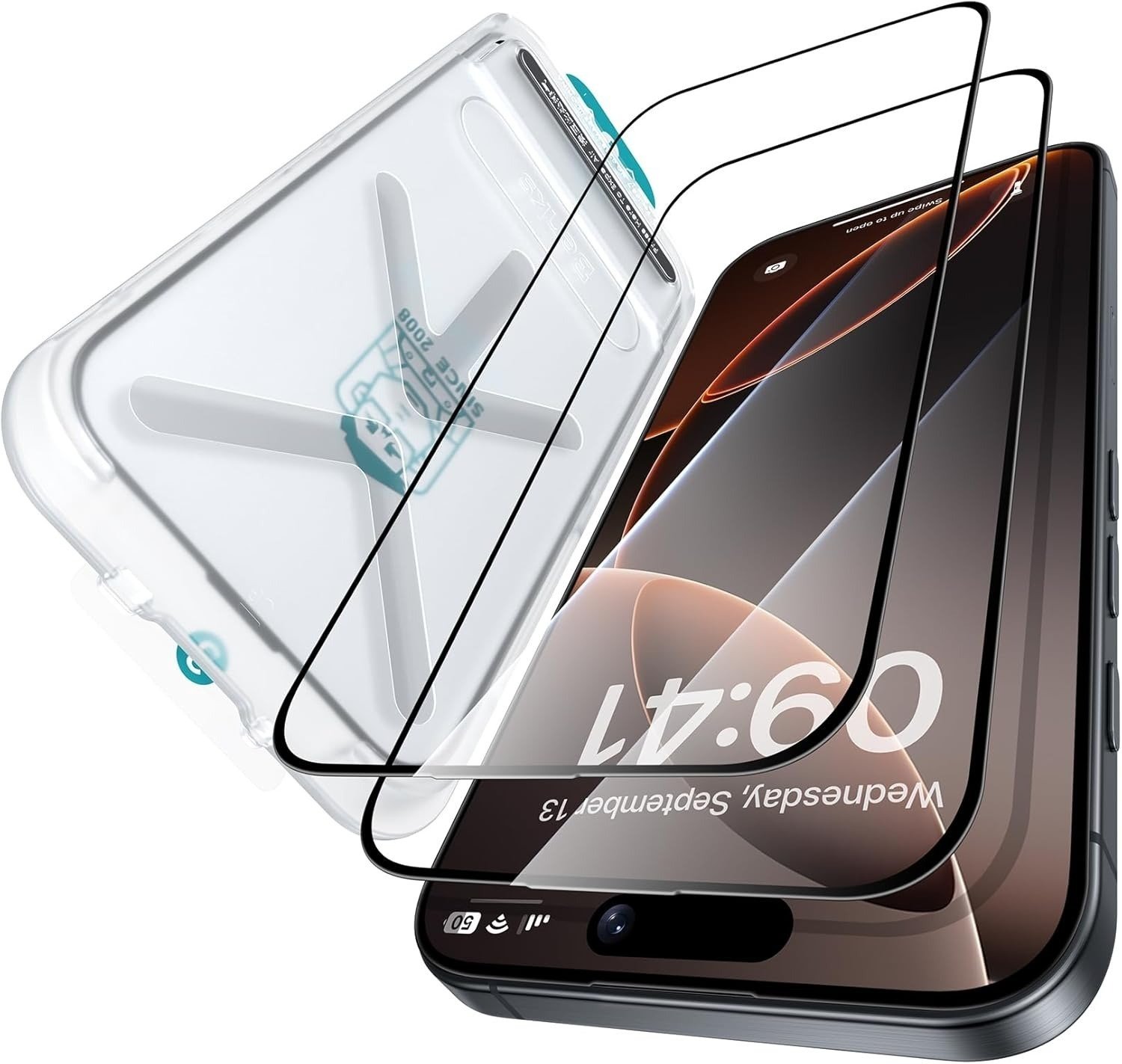 BENKS Designed for iPhone 14 Pro Max Screen Protector, [2 Pack] HD Tempered Glass with 0 Dust Easy Install Tool, Eye Protection, 9H Hardness product image