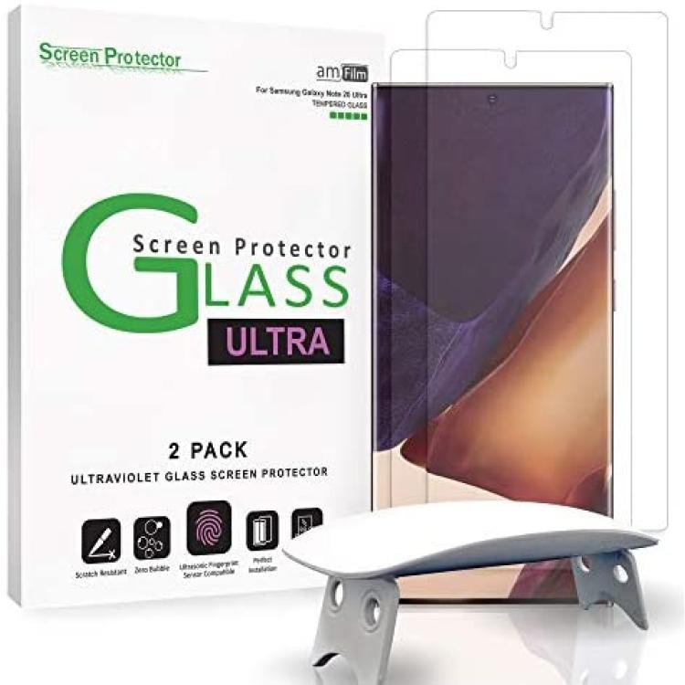 amFilm Ultra Glass Screen Protector for Samsung Galaxy Note 20 Ultra, (2 Pack) with UV Gel Application, Tempered Glass product image
