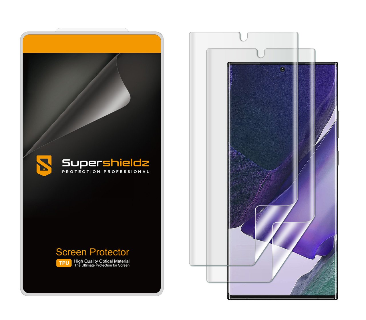 (2 Pack) Supershieldz Designed for Samsung Galaxy Note 20 Ultra 5G Screen Protector, Full Coverage High Definition Clear Shield (TPU) product image