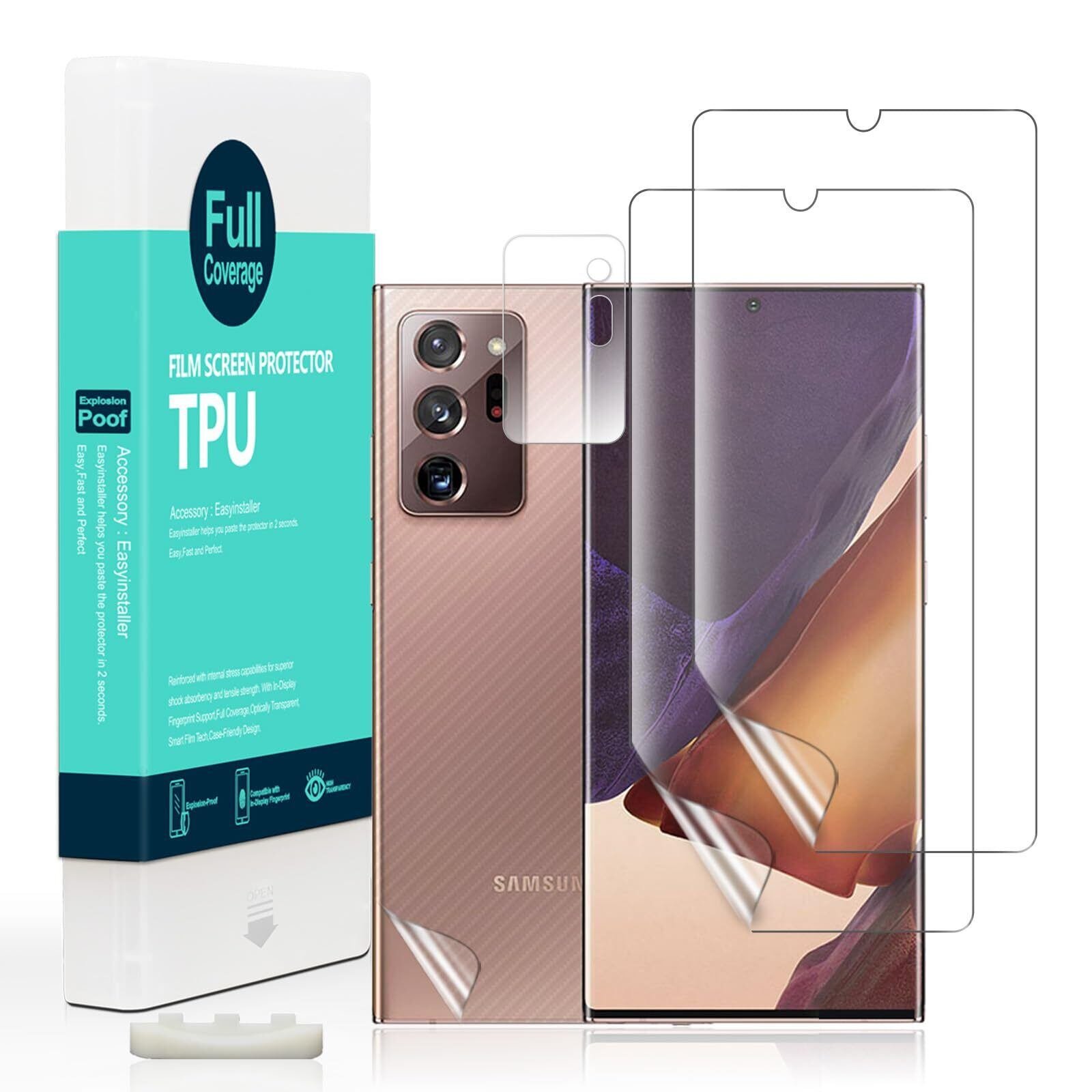 LK [4 Pack] Screen Protector for Samsung Galaxy Note 20 Ultra, 2 Pack TPU Film Screen Protector + 2 Pack Camera Lens Protector, HD Clear Flexible Film, Bubble Free, Support Fingerprint product image
