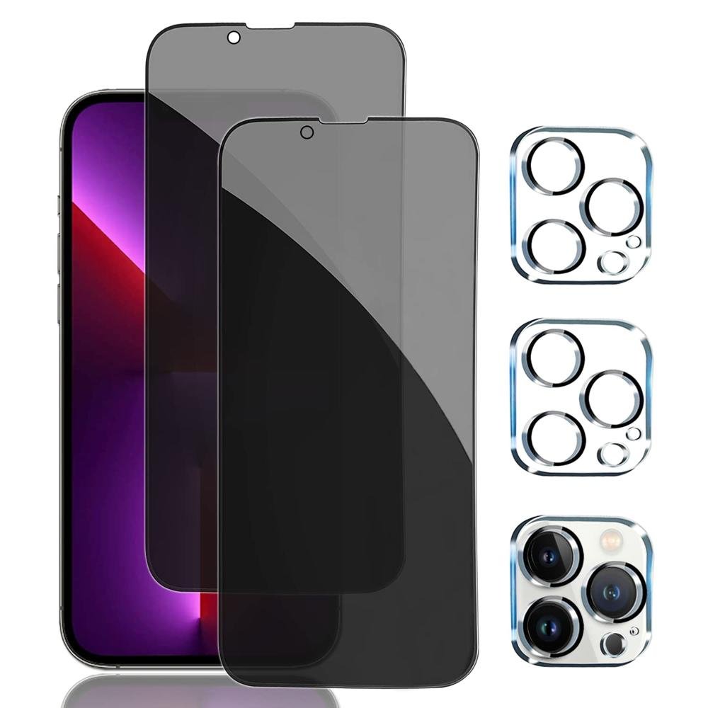 PEHAEL 2+2 Pack iPhone 13 Pro Max Privacy Screen Protector with Camera Lens Protector, Anti-Spy Tempered Glass product image