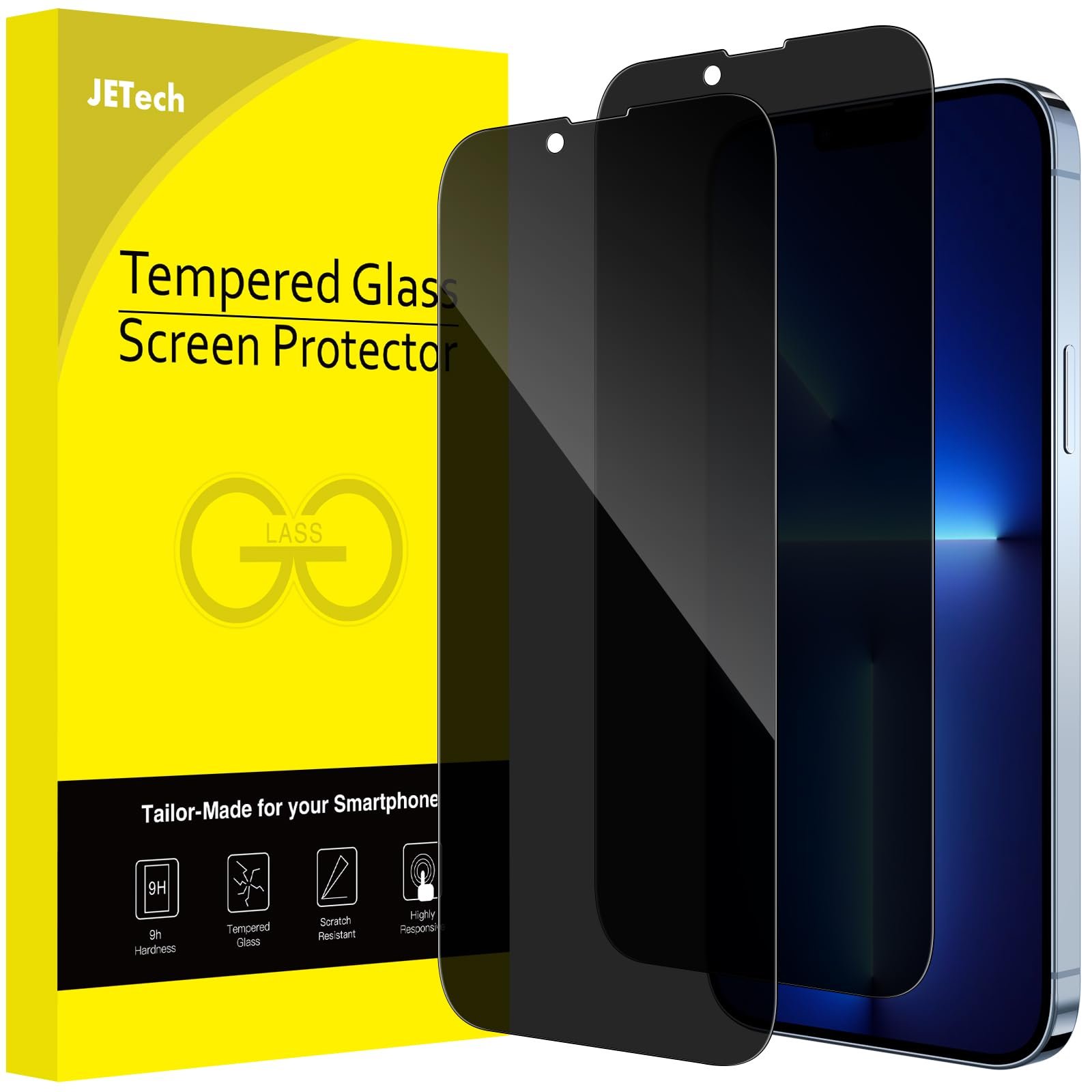 JETech Privacy Screen Protector for iPhone 13 Pro Max 6.7-Inch with Camera Lens Protector, Anti-Spy Tempered Glass Film, 2-Pack product image