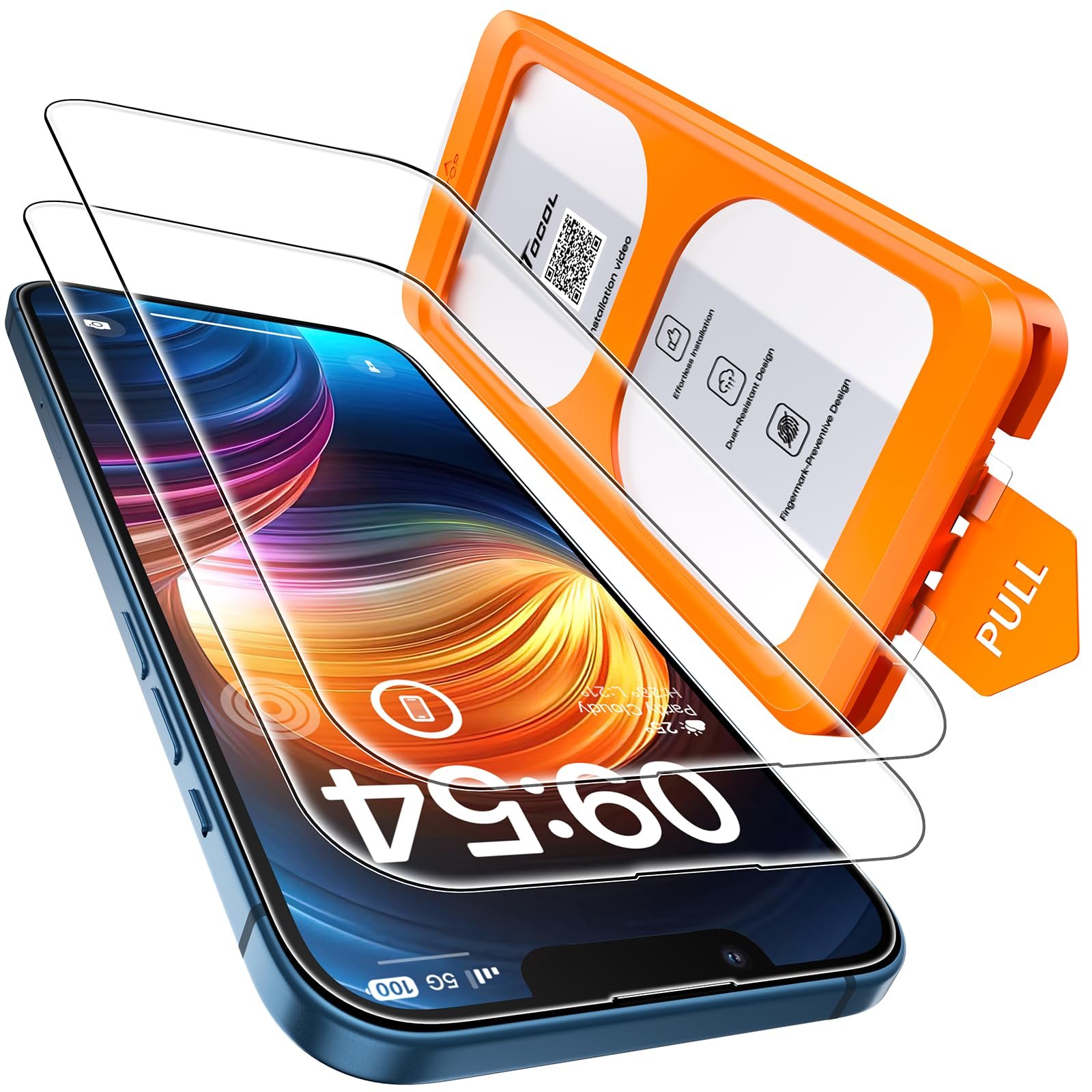 TOCOL Screen Protector for iPhone 13, 9H Hardness Military Grade Shatterproof Tempered Glass, 2 Pack product image