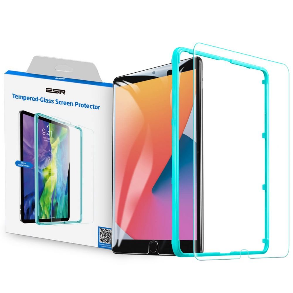 ESR Screen Protector Compatible with iPad 9th Gen (2021)/iPad 8th Gen (2020)/iPad 7th Gen (2019), Scratch-Resistant 9H Hardness HD Clear Premium Tempered Glass, Includes Installation Frame, 2 Pack product image